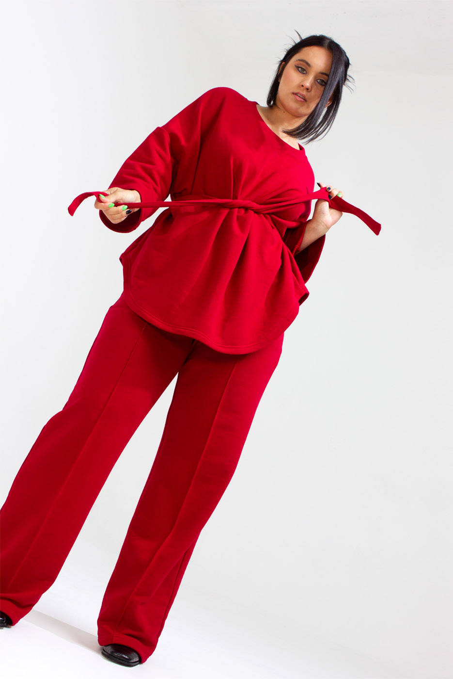 Трикотажный костюм плюссайз KOJI KIMONO цвет бордовый