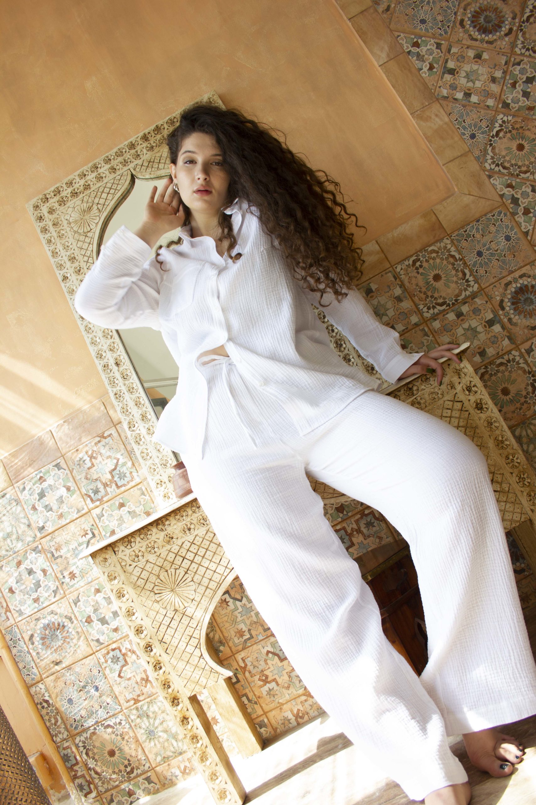Белый костюм из муслина CASABLANCA с брюками